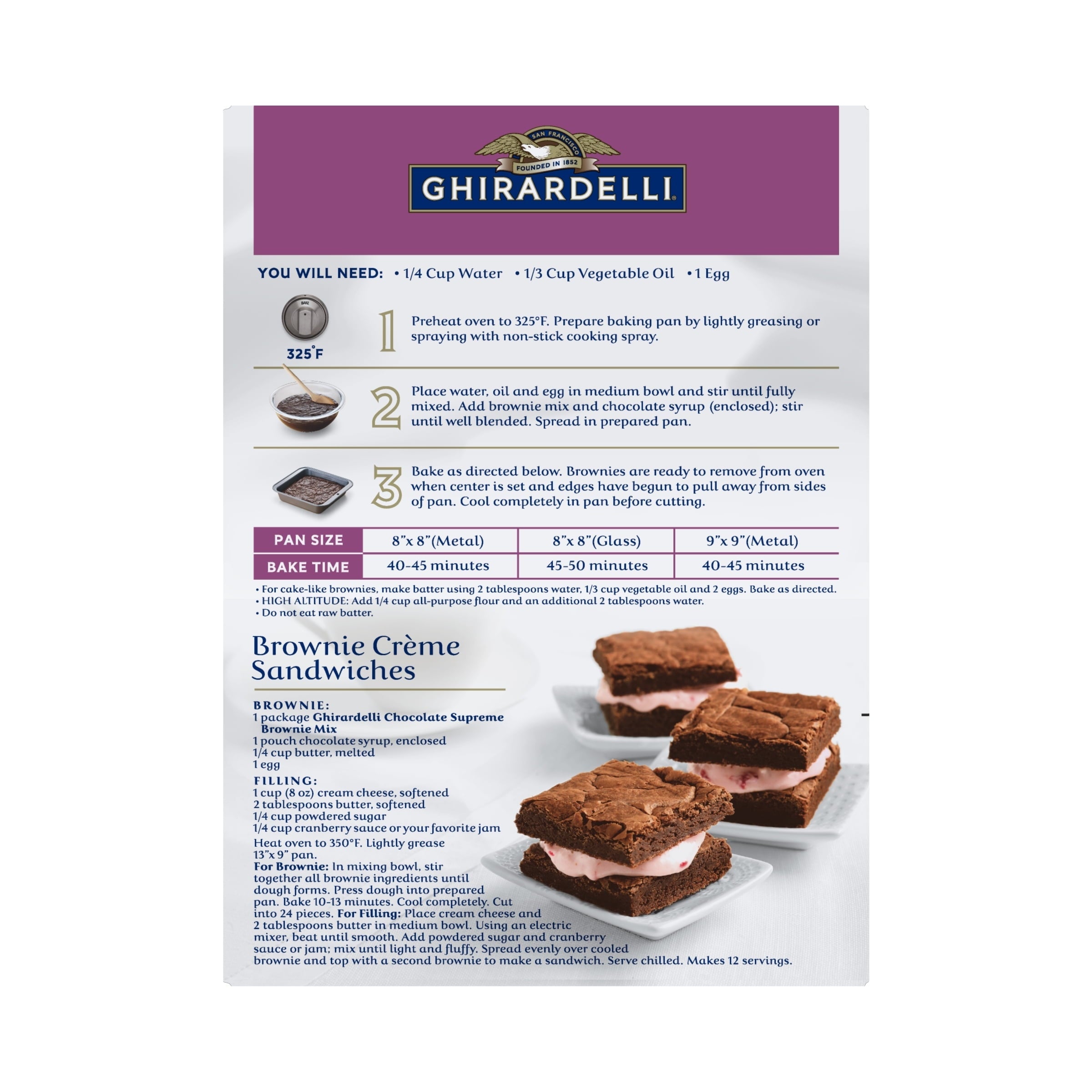 Ghirardelli Chocolate Supreme Brownie Mix, Includes Chocolate Syrup, 18.75 oz Box