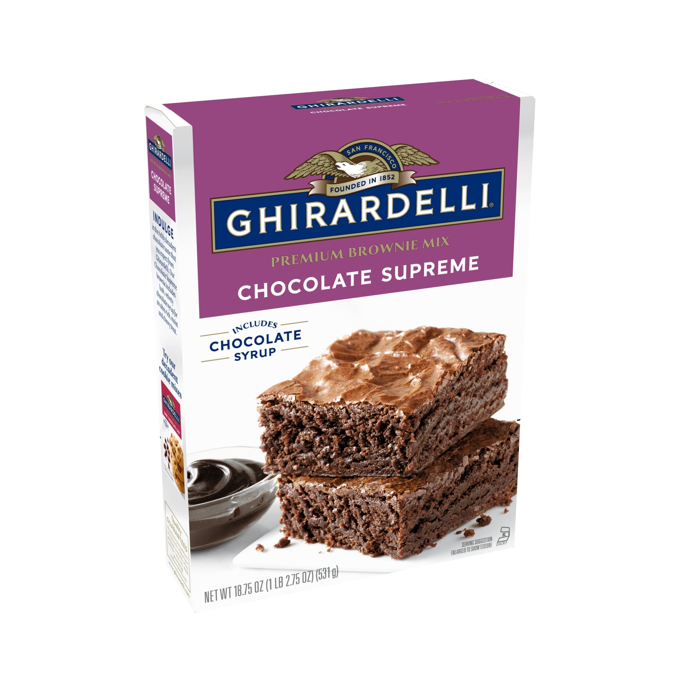 Ghirardelli Chocolate Supreme Brownie Mix, Includes Chocolate Syrup, 18.75 oz Box